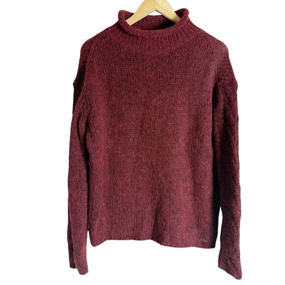 Barbour Maroon Red Alpaca Wool Turtleneck Knit Pullover Sweater Size 8 - Picture 1 of 8